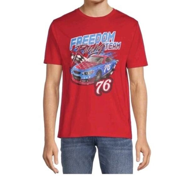 Patriotic Freedom Racing Team 76 Auto T-Shirt Tee New Men's Sz L Large 42-44 - Picture 2 of 4